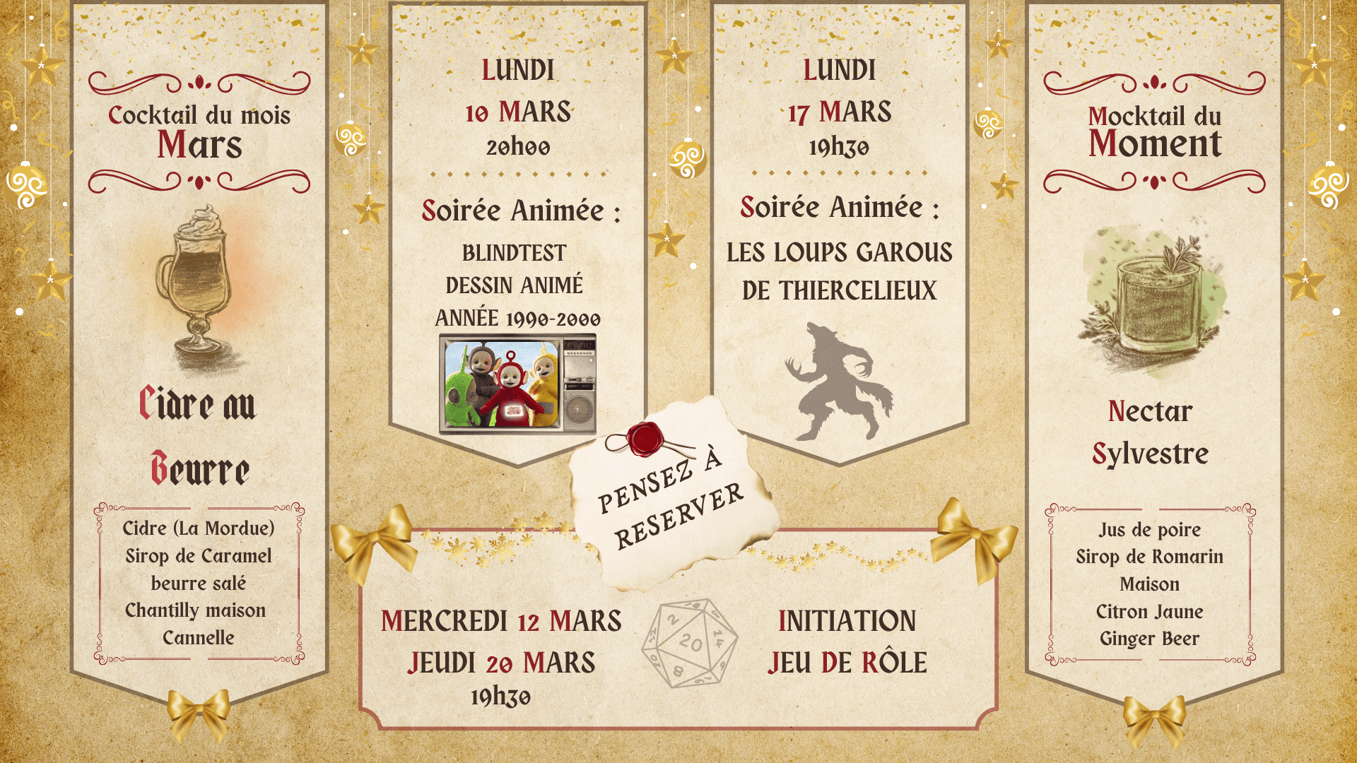 Programmation Mars - La Taverne s'Anime !