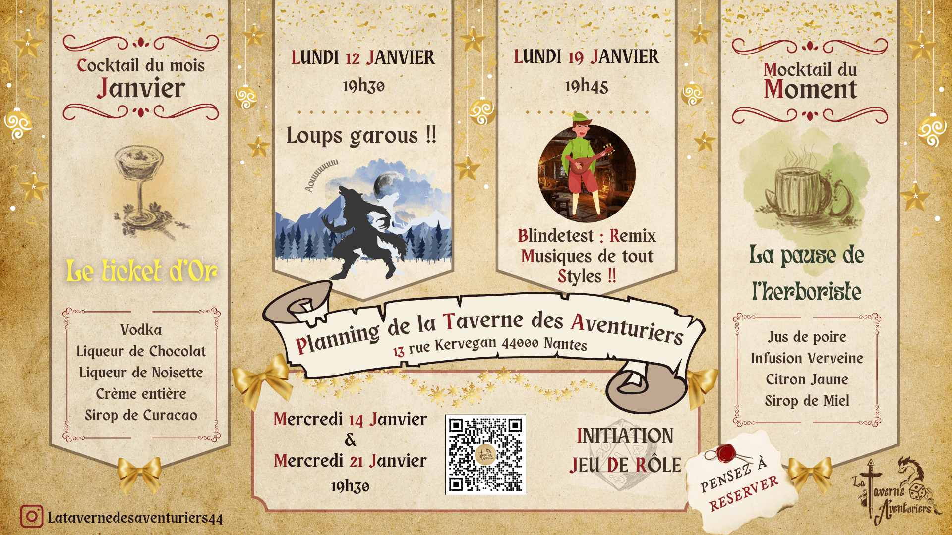 Programmation Janvier - La Taverne s'Anime !